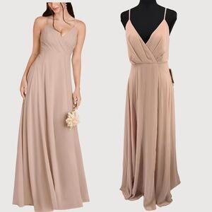 Birdy Grey Kaia Chiffon Maxi Dress Taupe NWT S